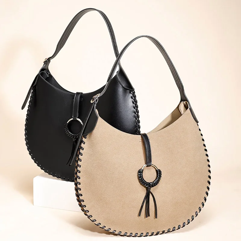 

Fashionable women's bags retro casual shoulder bags large capacity niche multifunctional armpit handbags women's commuting bags