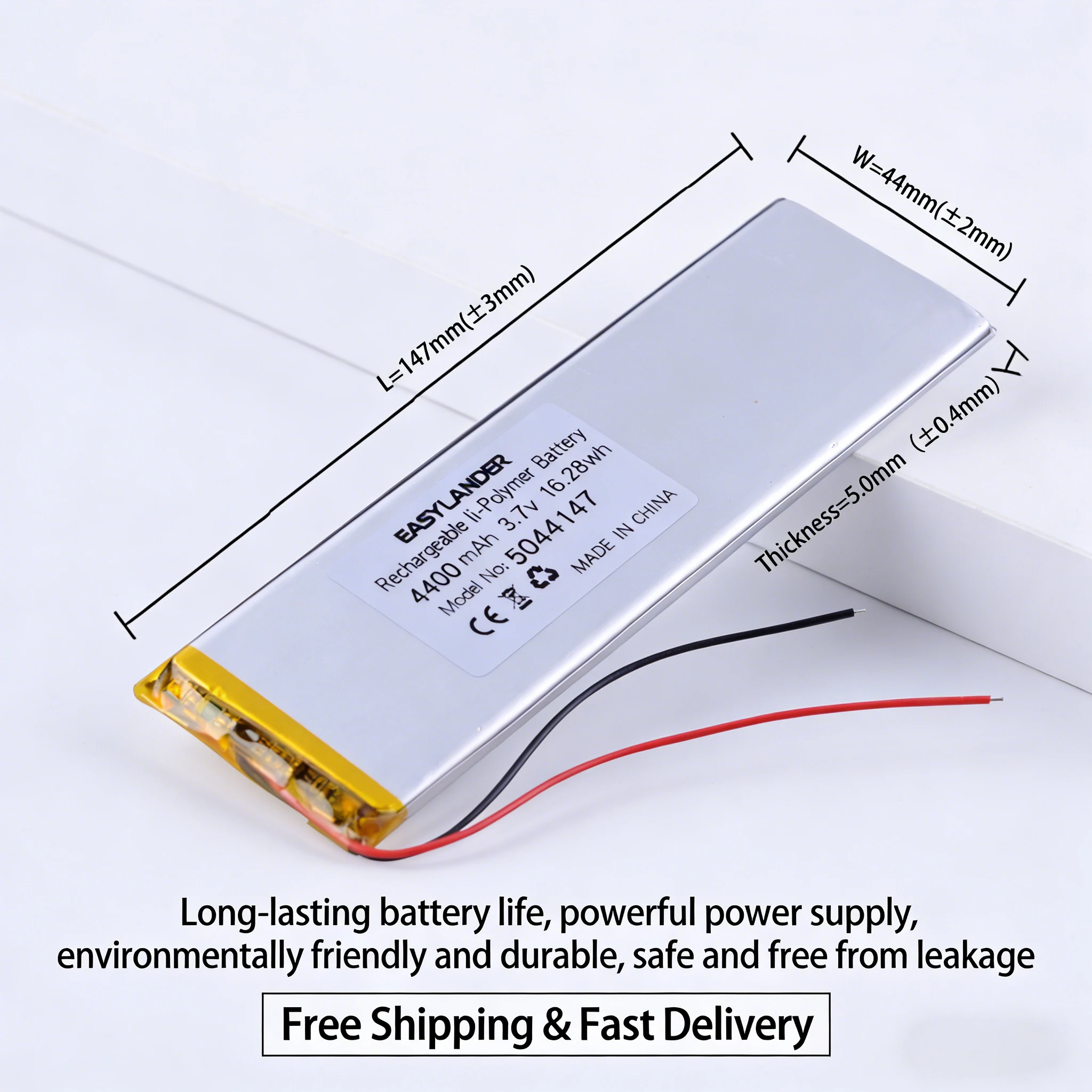 

5044147 3.7V 4000mAh Lipo Rechargeable Battery Polymer Cell for Tablet PC Laptop Power Bank Portable DVD GPS Replacement