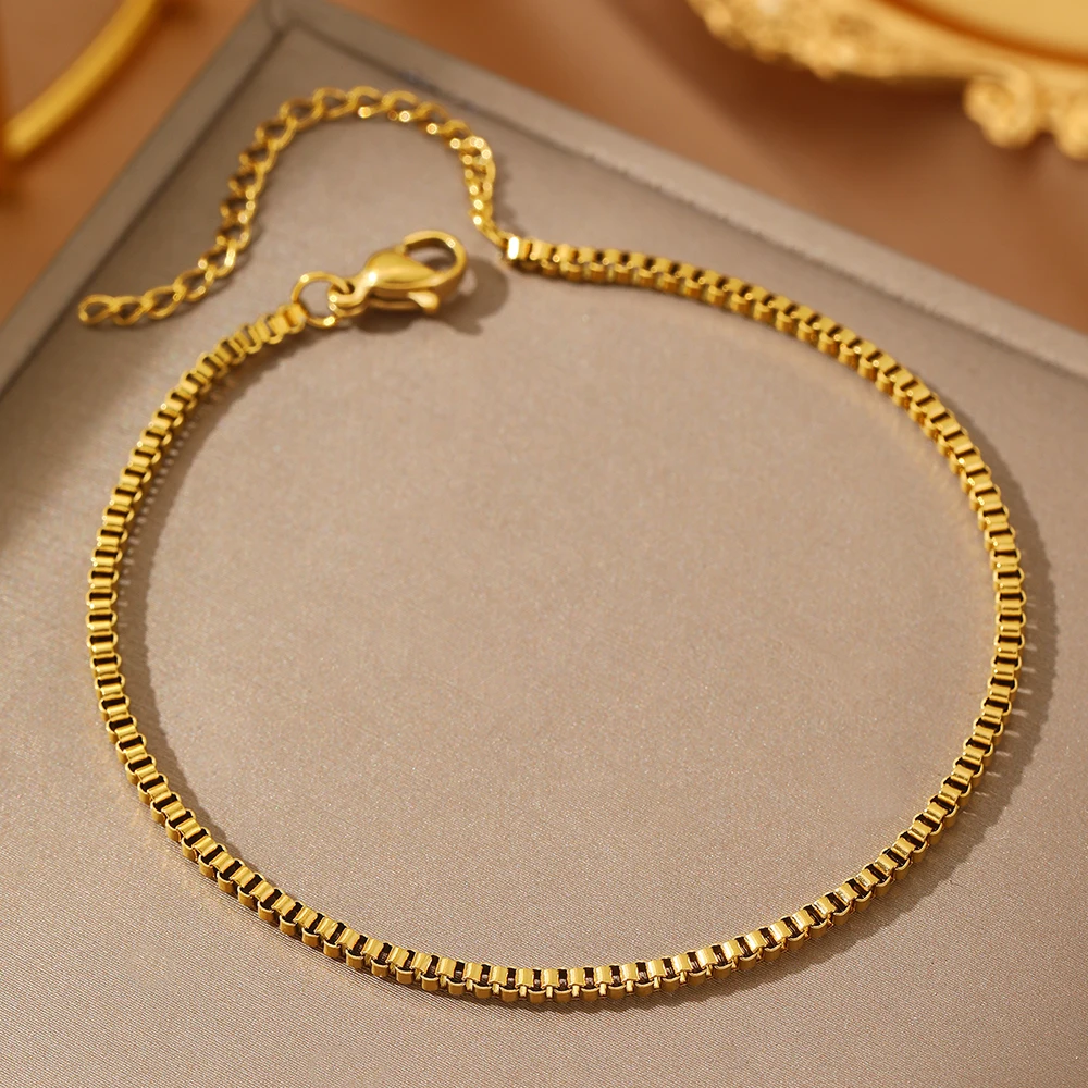 Stainless Steel Bracelet Simple and Fashionable Various Styles Square Clasp Design Bracelet For Women Jewelry Banquet Party Gift