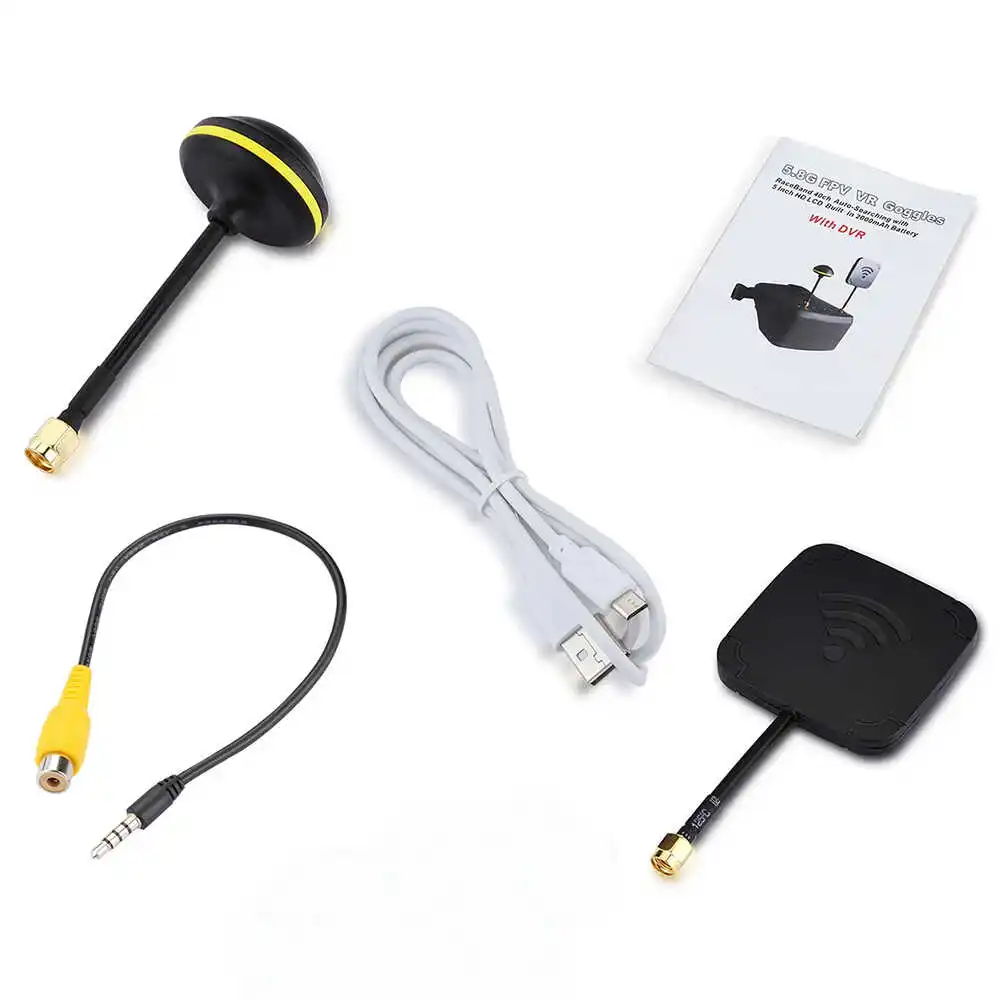 EV800D 5.8G 40CH 5 Inch 800*480 HD DVR Diversity FPV Goggles With Battery Metal Video Headset For RC Model RC FPV Drone