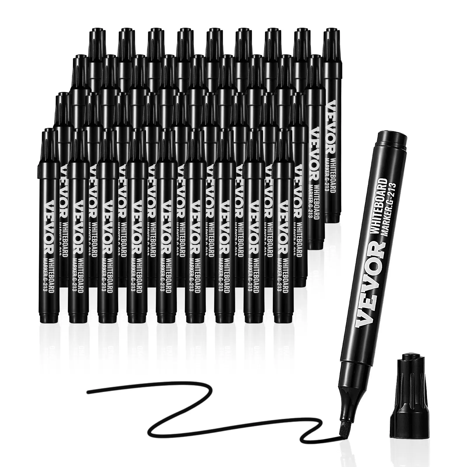 

Маркеры для сухого стирания, 36 штук, черные, для белых досок, с долотообразным наконечником, с низким уровнем запаха