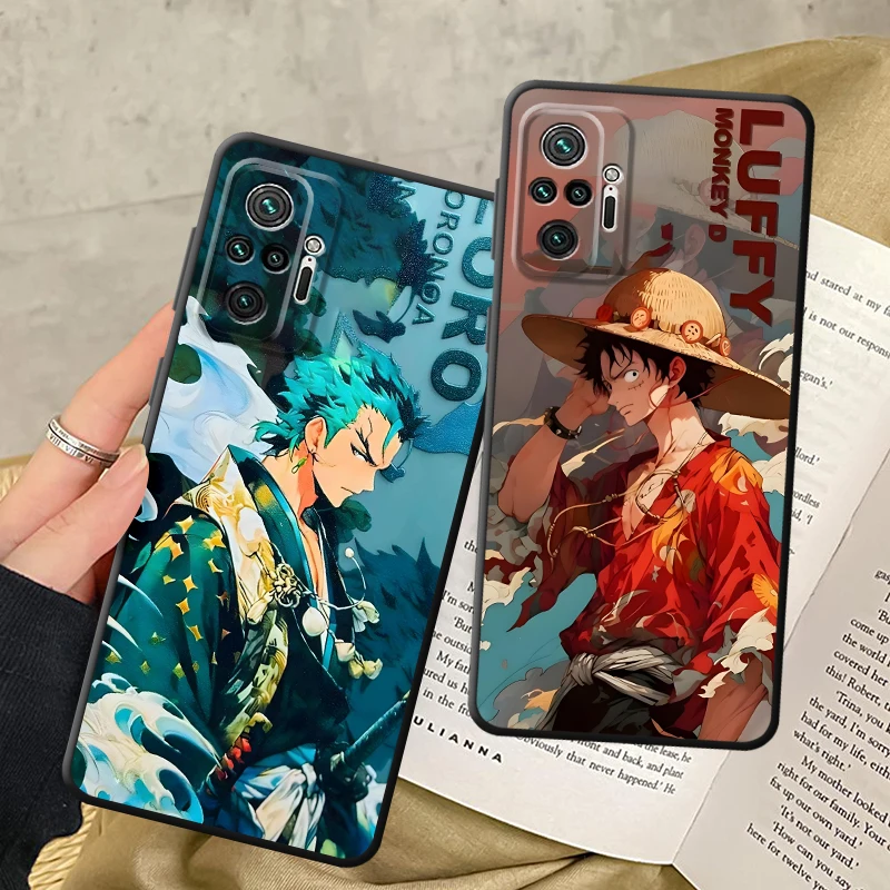 حافظة لهاتف Xiaomi Redmi Note 9S 10S 13 14 Pro Plus 9 10 11 12 Pro 7 8 11s 12s غطاء هاتف ناعم أسود قطعة واحدة موضة لوفي زورو #4