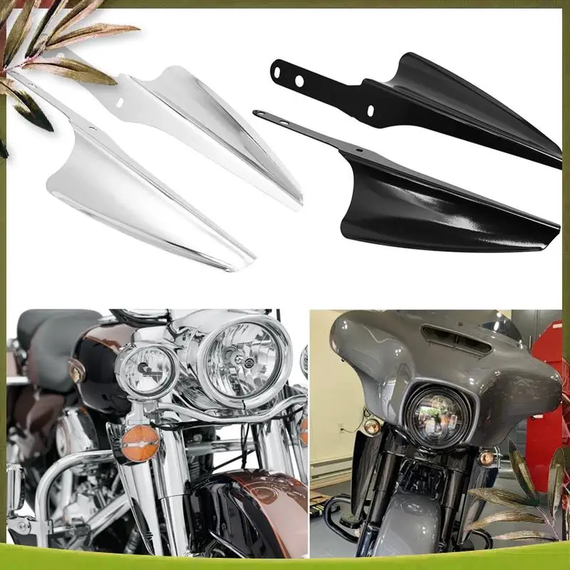 

A83R-Motorcycle Front Fork Mount Wind Deflectors Windscreen Fairing For Touring Road King 1995-2021(Silver) Parts Accesso