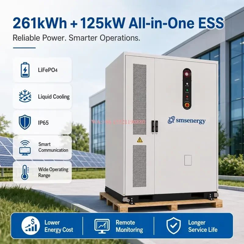 WMWMNU for SMSenergy Solar Diesel Hybrid BESS Cabinet 125kW 261kWh Outdoor LiFePO4 Energy Storage for Farms Warehouses and