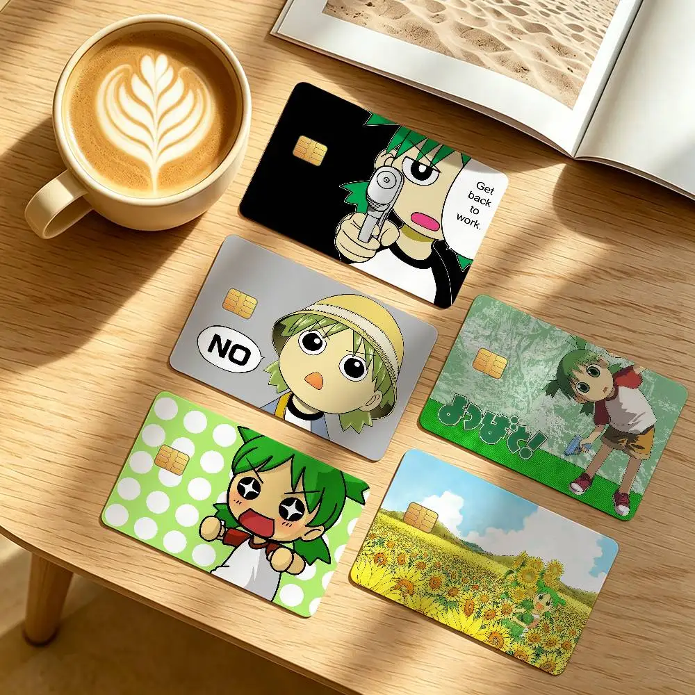 Autocollant de protection pour cartes de transport en commun, dessin animé mignon Yotsuba Koiwai, autocollant de protection pour cartes de crédit, décoration de face de carte imperméable, 4 pièces