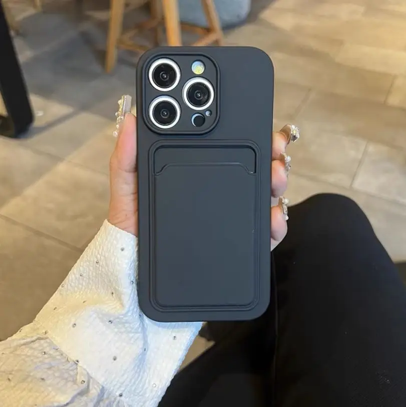TPU Weiche Kartenhülle Integrierte Handyhülle für iPhone 12 13 14 15 16 17 18 Pro Max Mattierte Rückseite Hautfreundliche Handyabdeckung – Detail 12