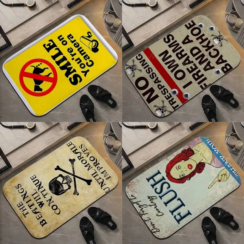 

No Soliciting Beware Of Dog Metal Tin Sign Floor Mat Printed Large Carpets Room And Bedroom Carpets Bathroom Anti Slip Door M