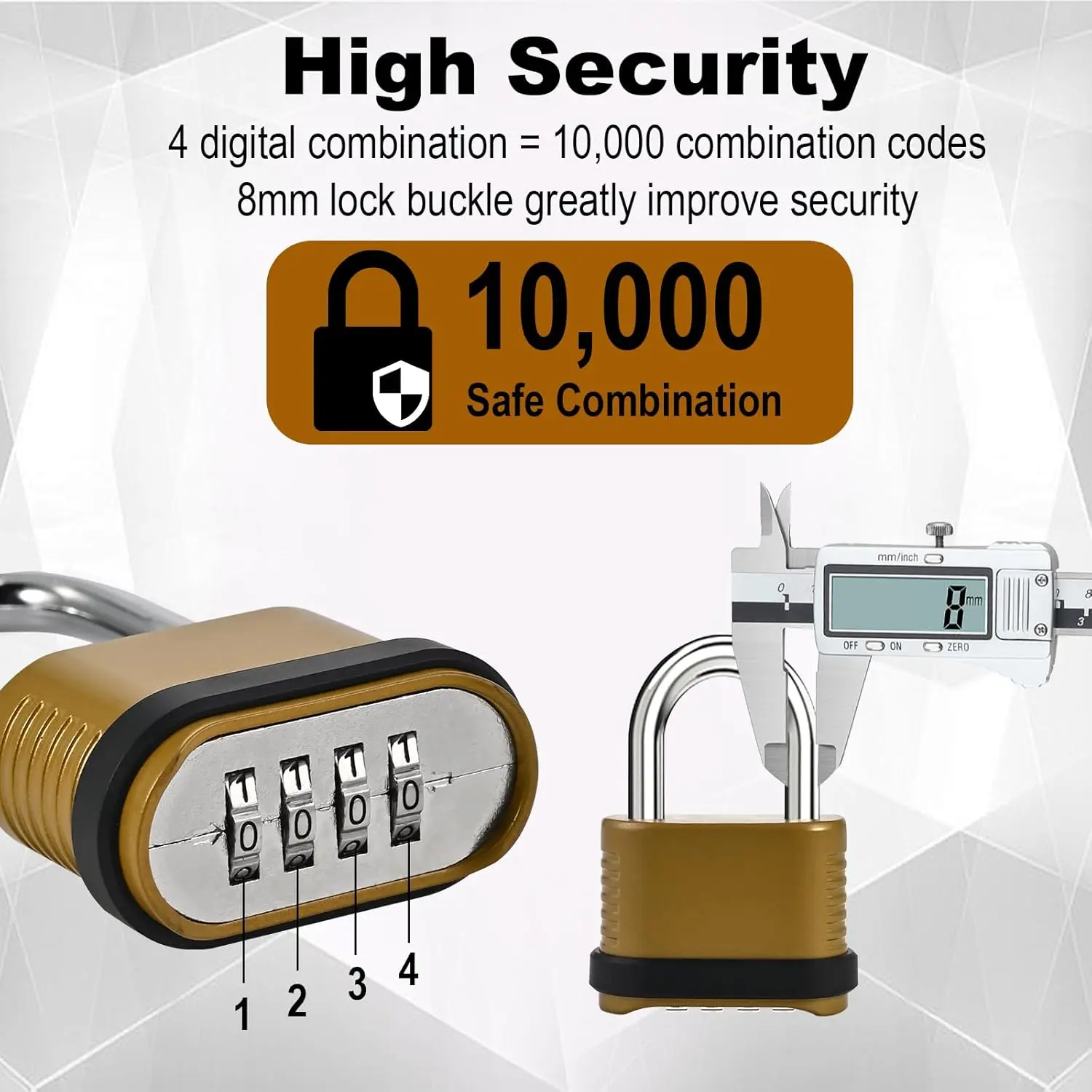 Combination Lock |   4-Digit Heavy Duty Combo Lock - 26.5mm Outdoor Waterproof Combination Padlock for Outdoor Fence, Locker, Gym gallery 4