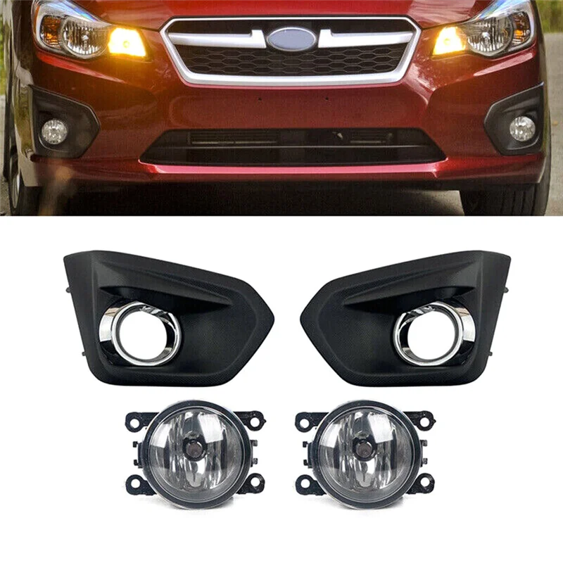 Car Front Bumper Fog Lamp with Lamp Bezel Cover Chrome for Subaru Impreza 2012-2014 57731FJ020 57731FJ030