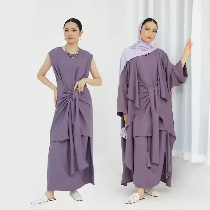 

Рамадан Ид Женщины Дубай Мусульманский комплект из 2 предметов Абая Кафтан Турция Ислам Платье Кимоно Джалабия Сабая Мусulmans Djellaba Vestidos