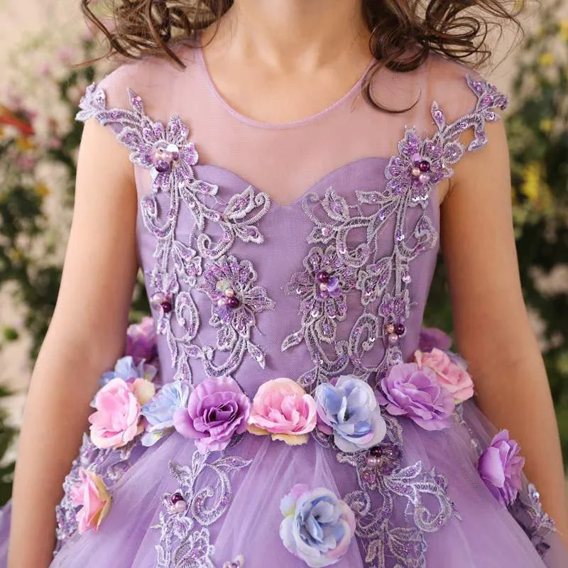 Summer Girl Charm Lilac Dress Princess Wind Puffy Skirt Elegant Exotic Violin Piano Party Performance Birthday Gift