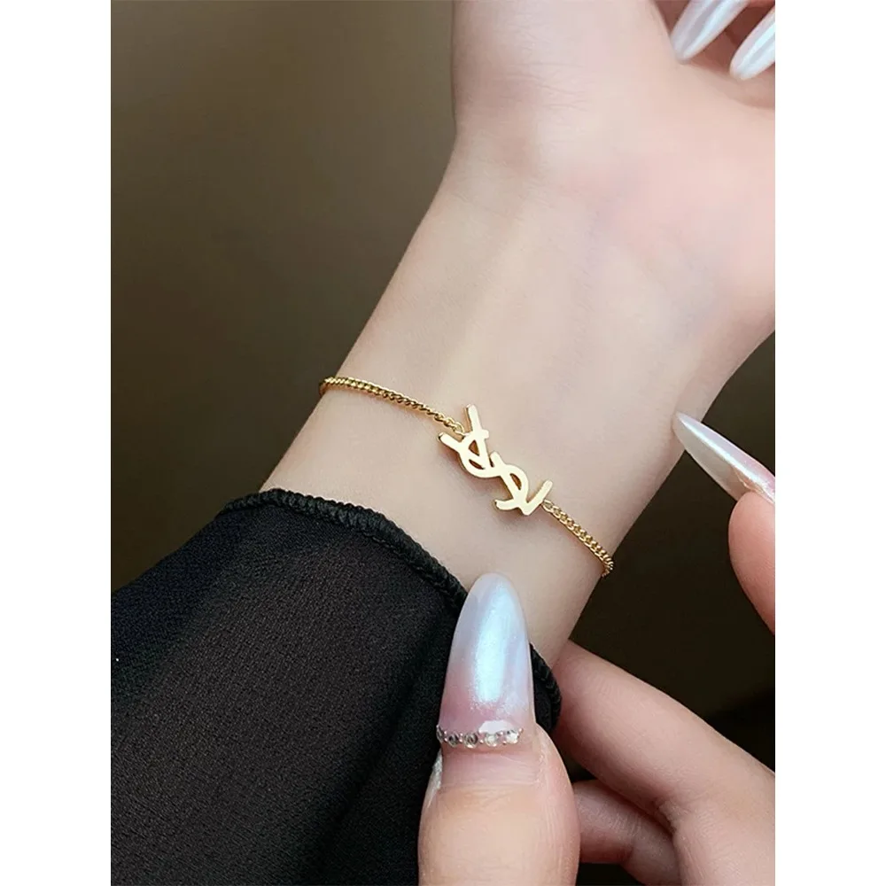 Stainless Steel Letter Earrings For Women Fashion Elegant Letter Pattern Ear Studs New Girl Gift Party Bracelet Necklace Jewelry