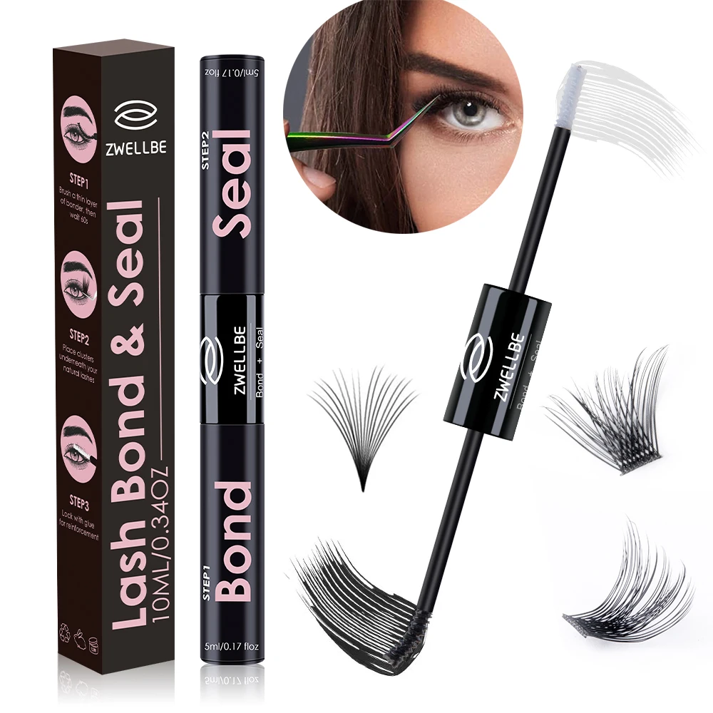 10ml Cluster Lash Bond Seal ZWELLBE DIY False Eyelash Glue Eyelash Extension Adhesive Retention Coating Waterproof Makeup Tool