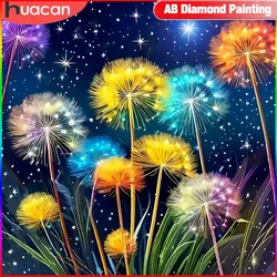 HUACAN Diamond Painting Dandelion Full Square Mosaic 5D DIY Full Round Flower Rhinestones Picture Embroidery Handmade Hobby