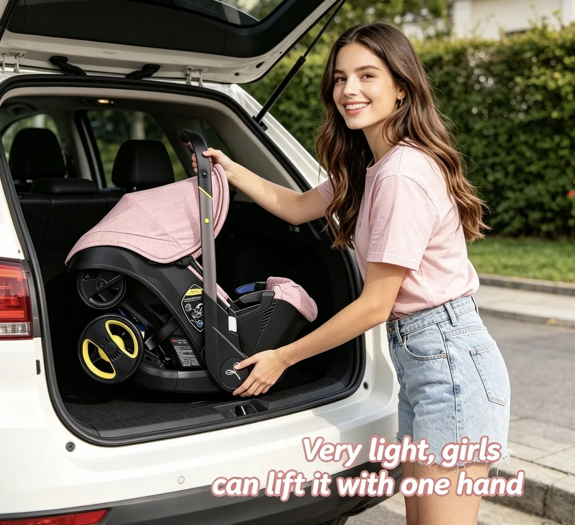 3‑in‑1 Lightweight Foldable Baby Stroller Travel System, Reversible Push Seat Convertible to Bassinet & Carrycot Pram, Portable Newborn Pushchair with Sun Canopy Multi‑Function Baby Carriage