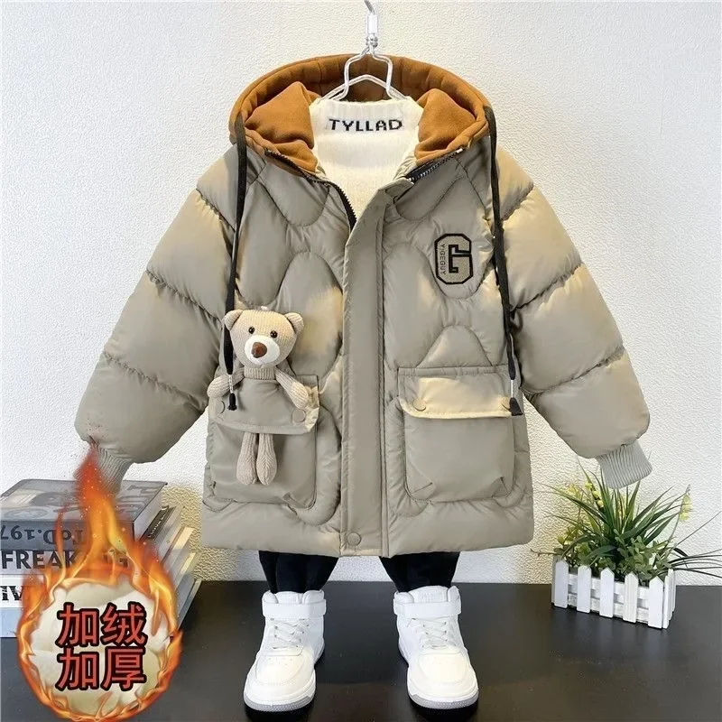 

3-10 Years Boys Down Cotton Jacket Winter Thick Warm Plus Velvet Hooded Coat Clothing Kids Cotton-Padded Parka Snowsuit 2023 New