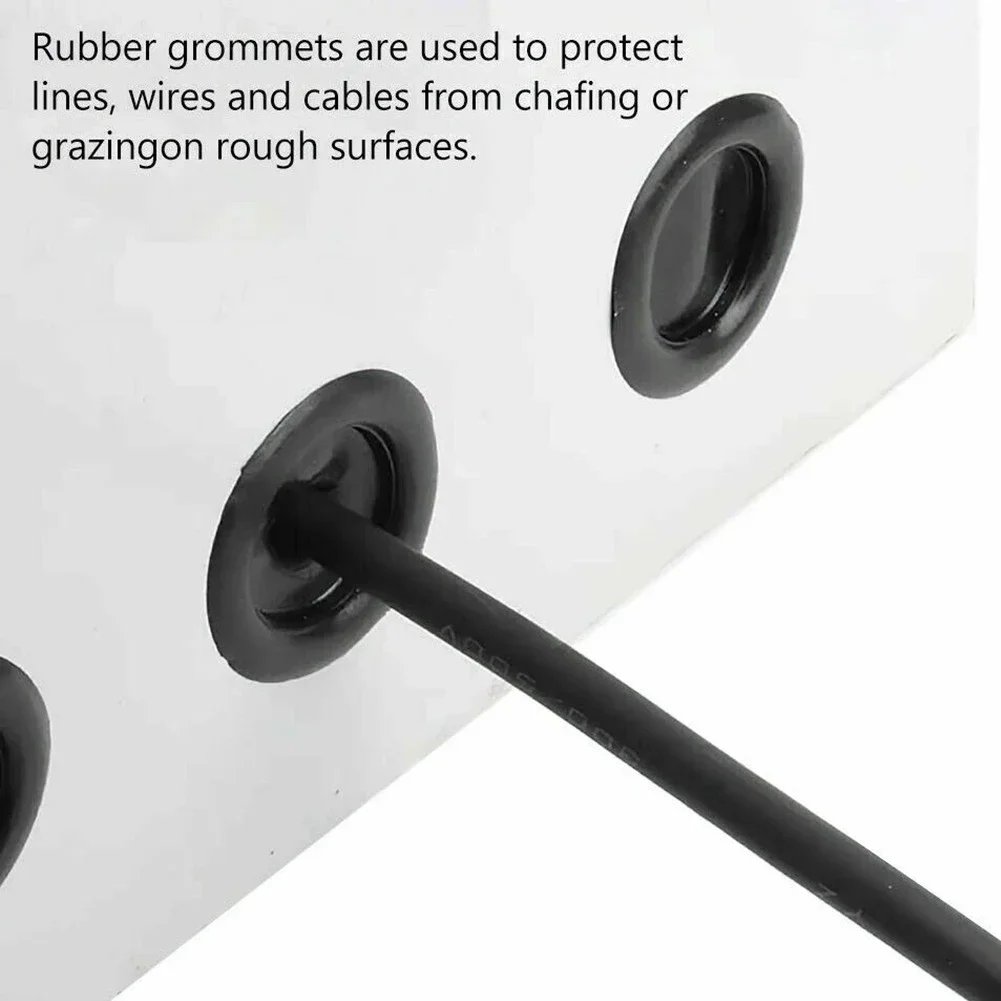 Open/Closed Rubber Grommet Blanking Grommets Rubber Tools 200PCS Assorted Size Assortment Kits Black Practical