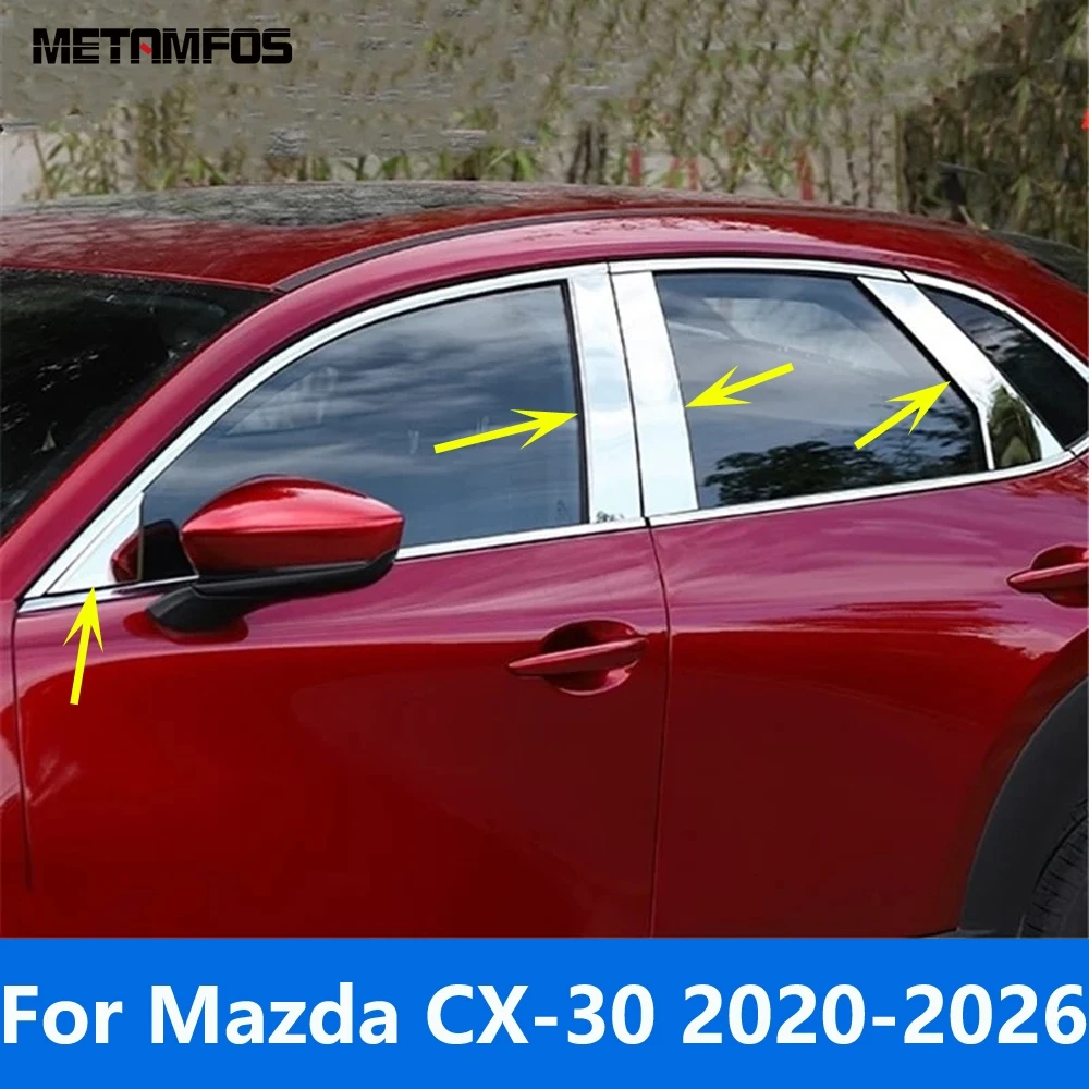

Window Center B C Pillar Posts Cover Trim For Mazda CX-30 CX30 2020-2025 2026 Stainless Steel Exterior Accessories Car Styling