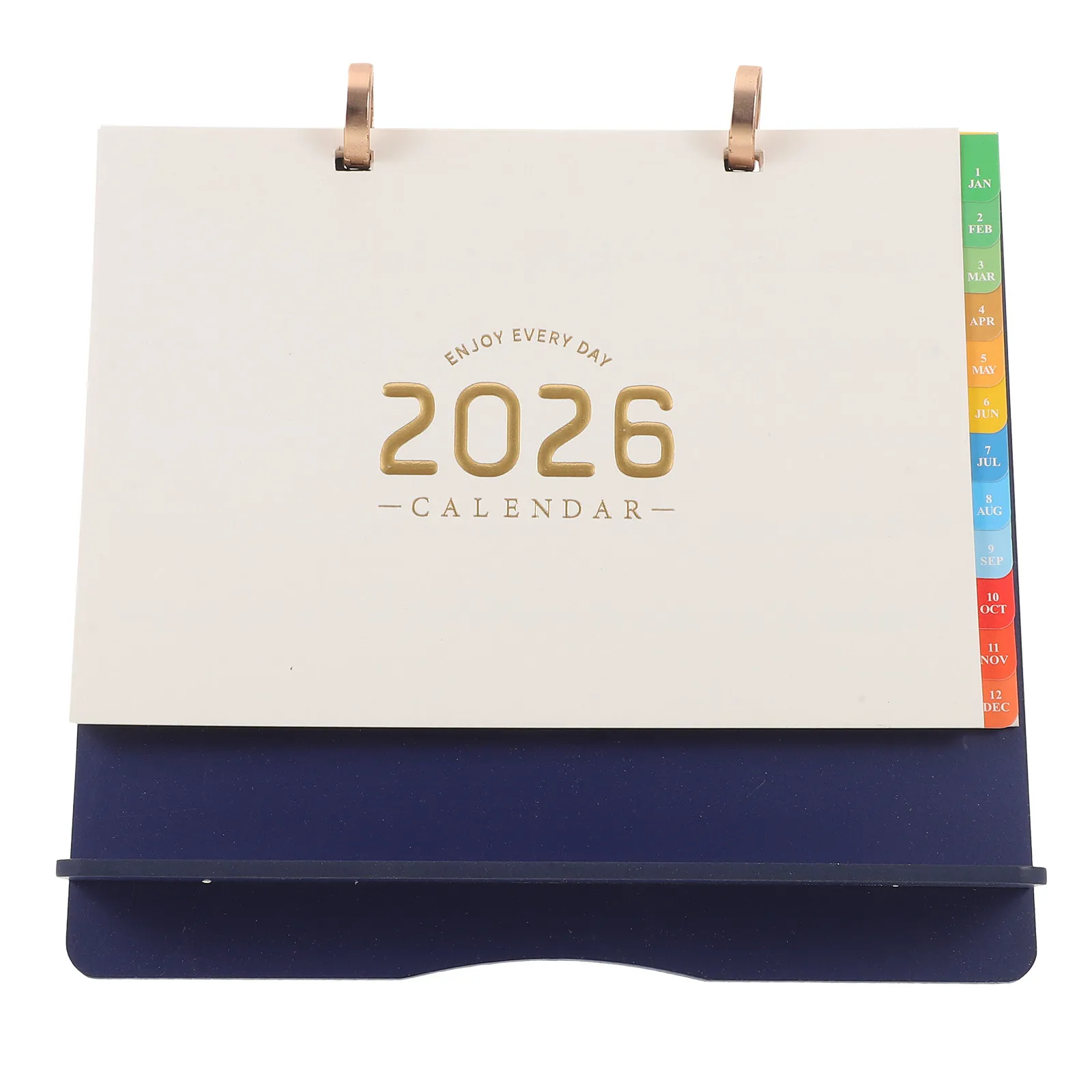 

Wood 2026 Standing Flip Desk Calendar Monthly Planner Colorful Tabs Blue Desktop Schedule Yearly Organizer Wood Desk Calendar