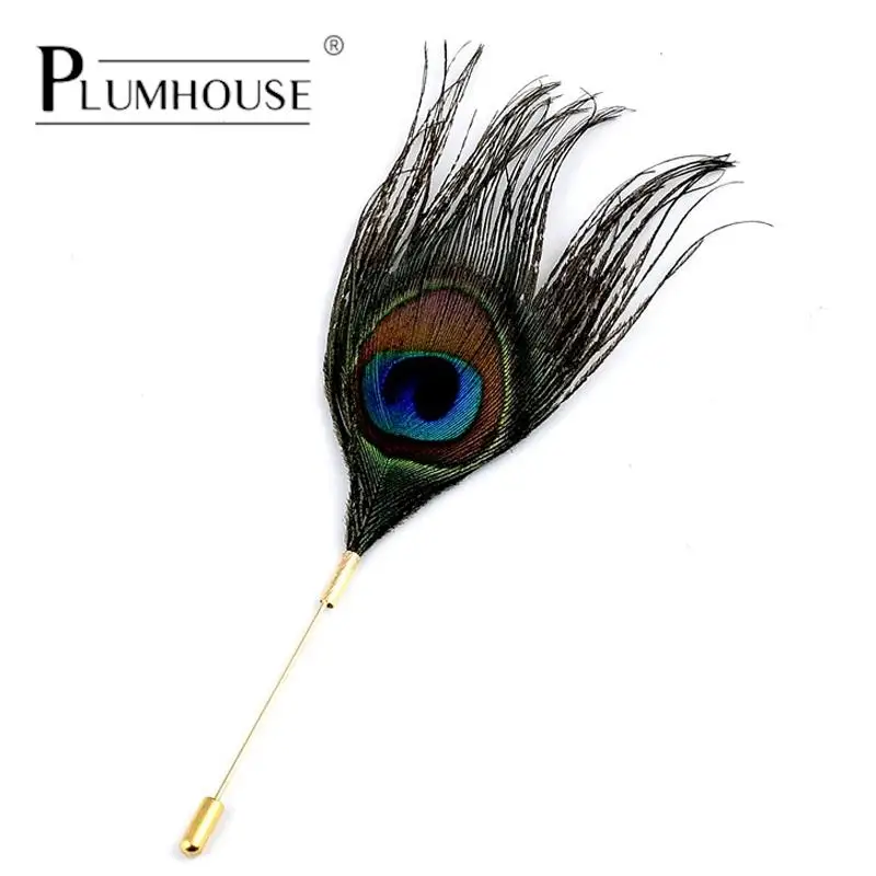 1pc Handmade Classic Peacock Feather Brooch Scarf Buckle Lapel Pins & Brooches Jewelry Bridge Suit Wedding Men Women Accessories