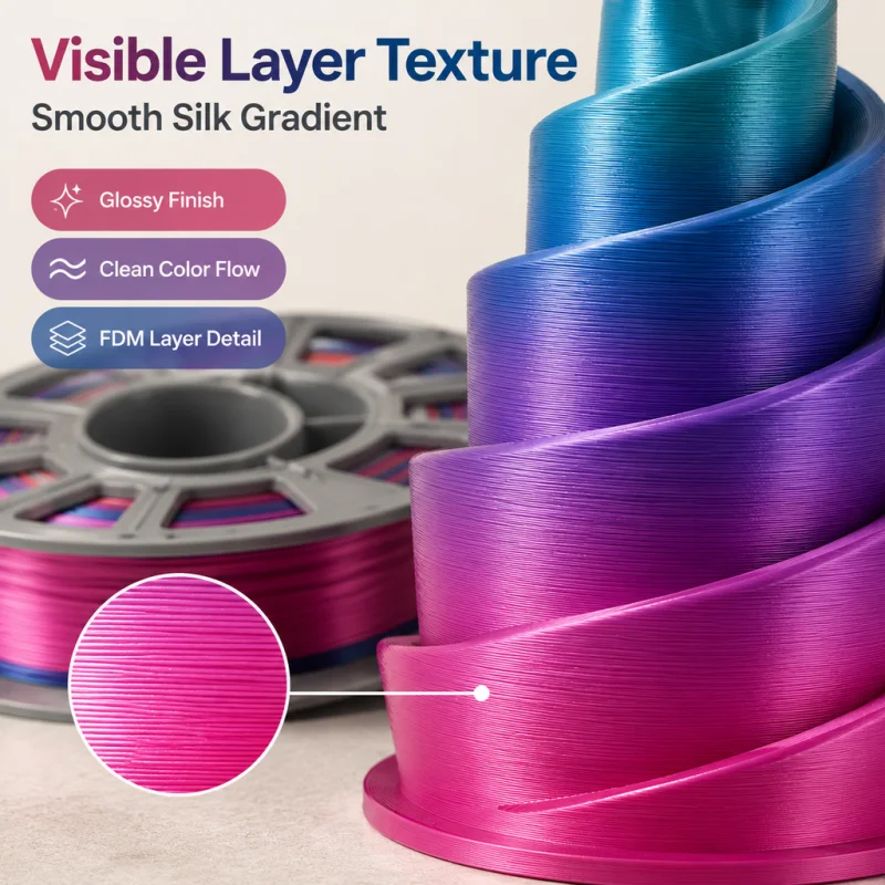 300g Rainbow PLA Filament 1.75mm 3D Printer Filament Heavy Neon Color Gradient Multi-Color Shiny Glossy Mini Spool Easy Printing