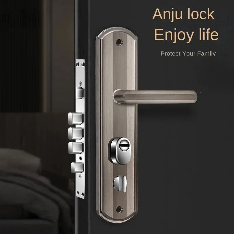 Anti-burglary Door Lock Wooden Door Household General-purpose Gate Lock Stainless Steel Handle Set Entry Door Mechanical Lock