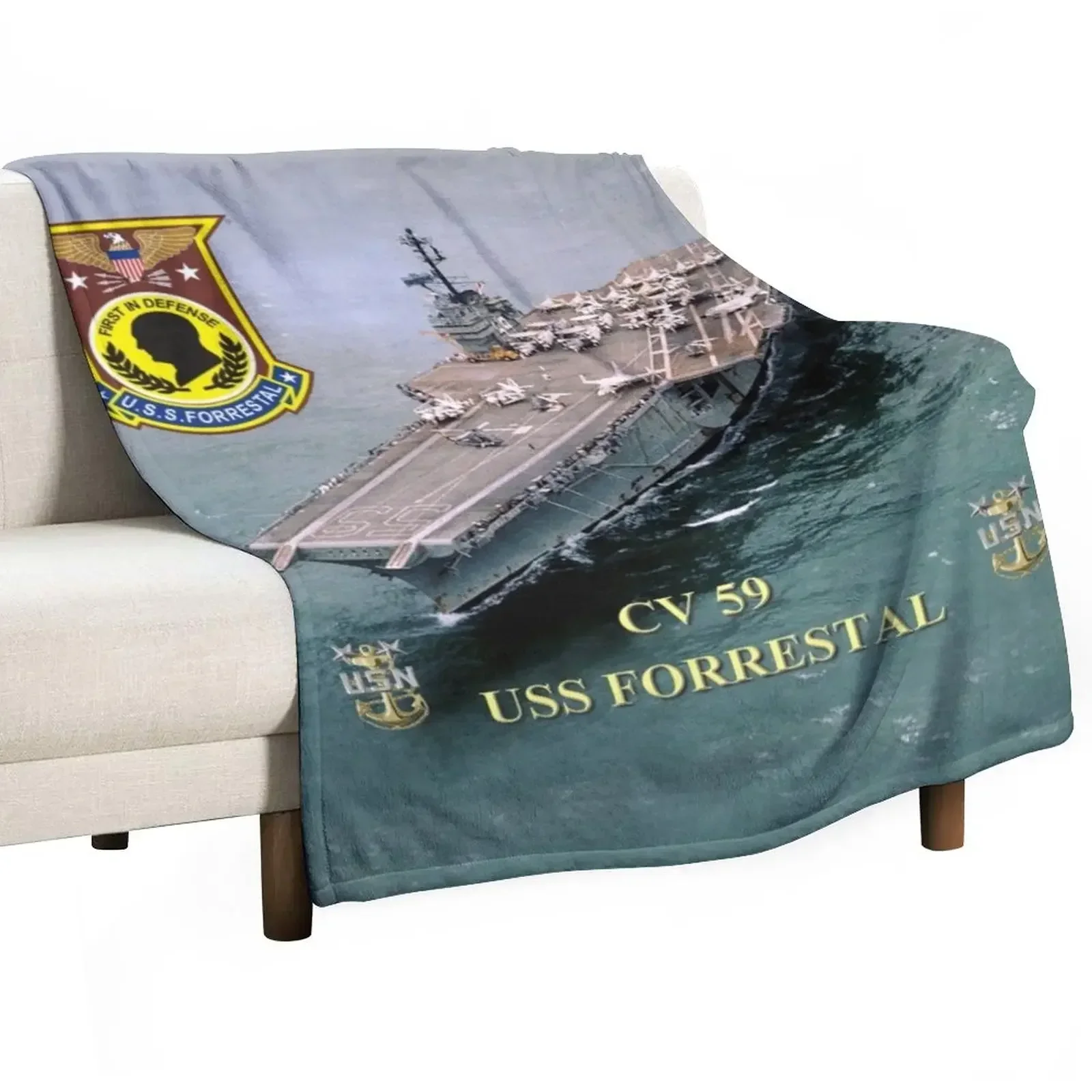 

CV-59 USS Forrestal Throw Blanket Sofa Throw halloween Loose Blankets