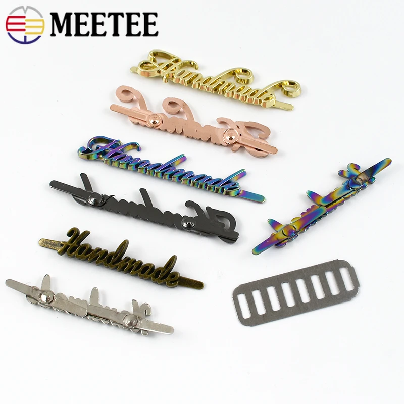 10 Uds. De etiquetas hechas a mano con hebilla de bolsa de Metal de 10x35mm, etiquetas decorativas artesanales para bolso, accesorios de costura DIY