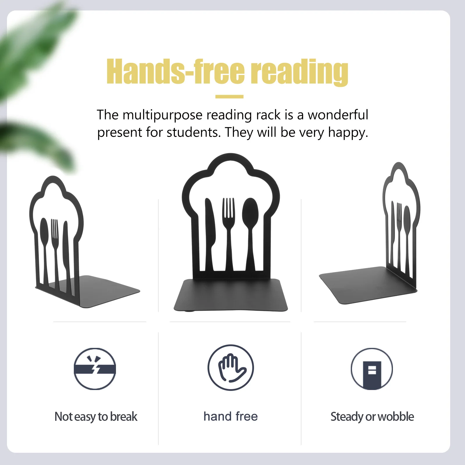 Exquisitas sujetalibros de hierro, organizador de libros multifunción, soportes decorativos para libros pesados, sujetalibros para libros pesados, 2 uds.