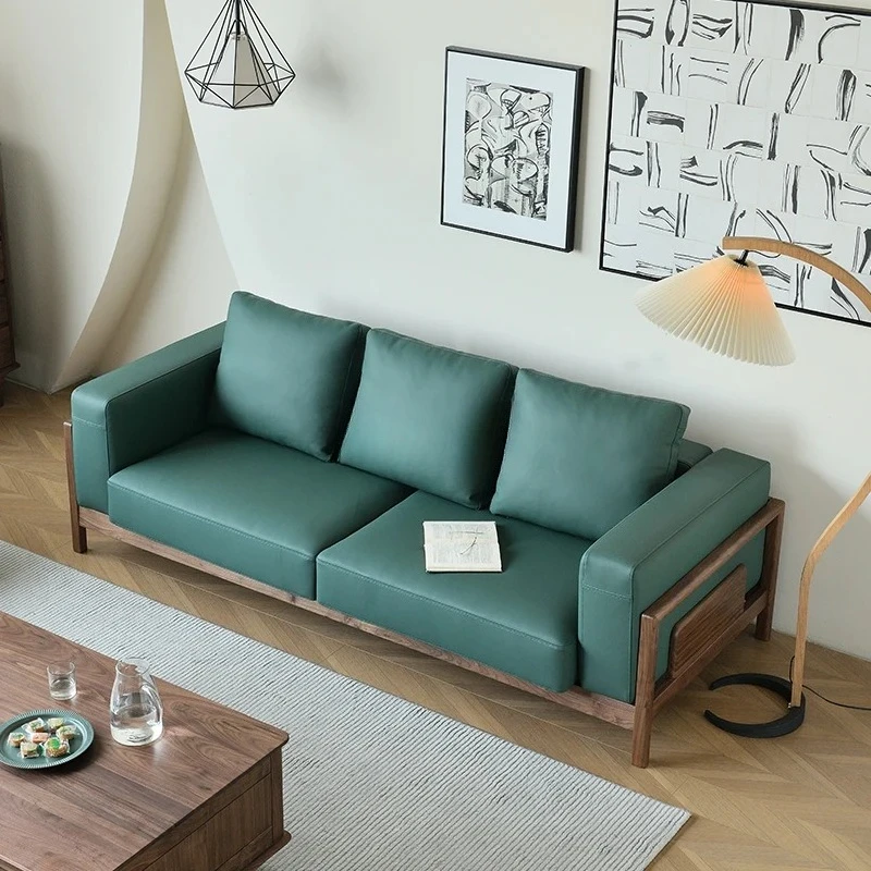 

North American black walnut sofa modern simple living room furniture all solid wood sofa