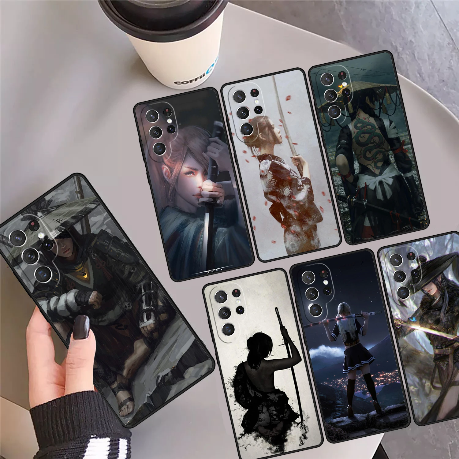 

Anime girl samurai Phone Case Cover Coque For Samsung Galaxy S24 S25 Ultra S23 S22 Plus S21 FE S20 Note 10 20 Pro