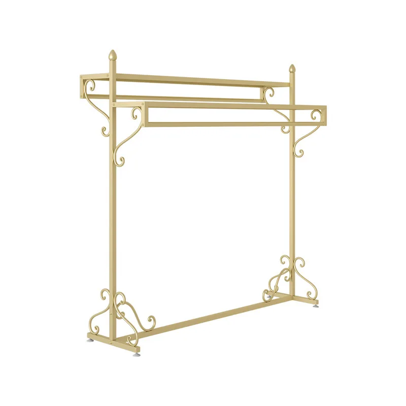 

Clothing store display rack Golden floor-to-ceiling children's clothing store Clothing rack Double