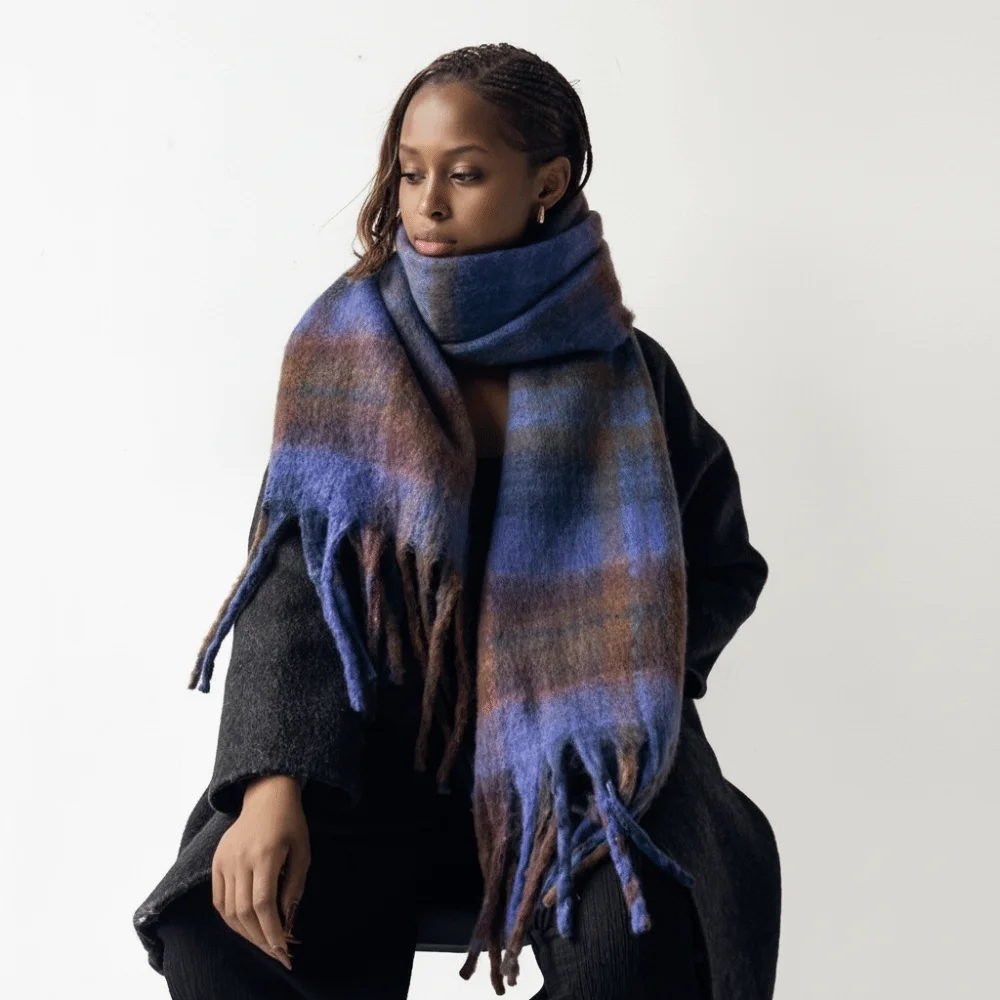 أنيقة الموهير منقوشة وشاح من الصوف شرابة الشتاء أوشحة كشميرية رشاقته الكورية نمط طويل شال طالب