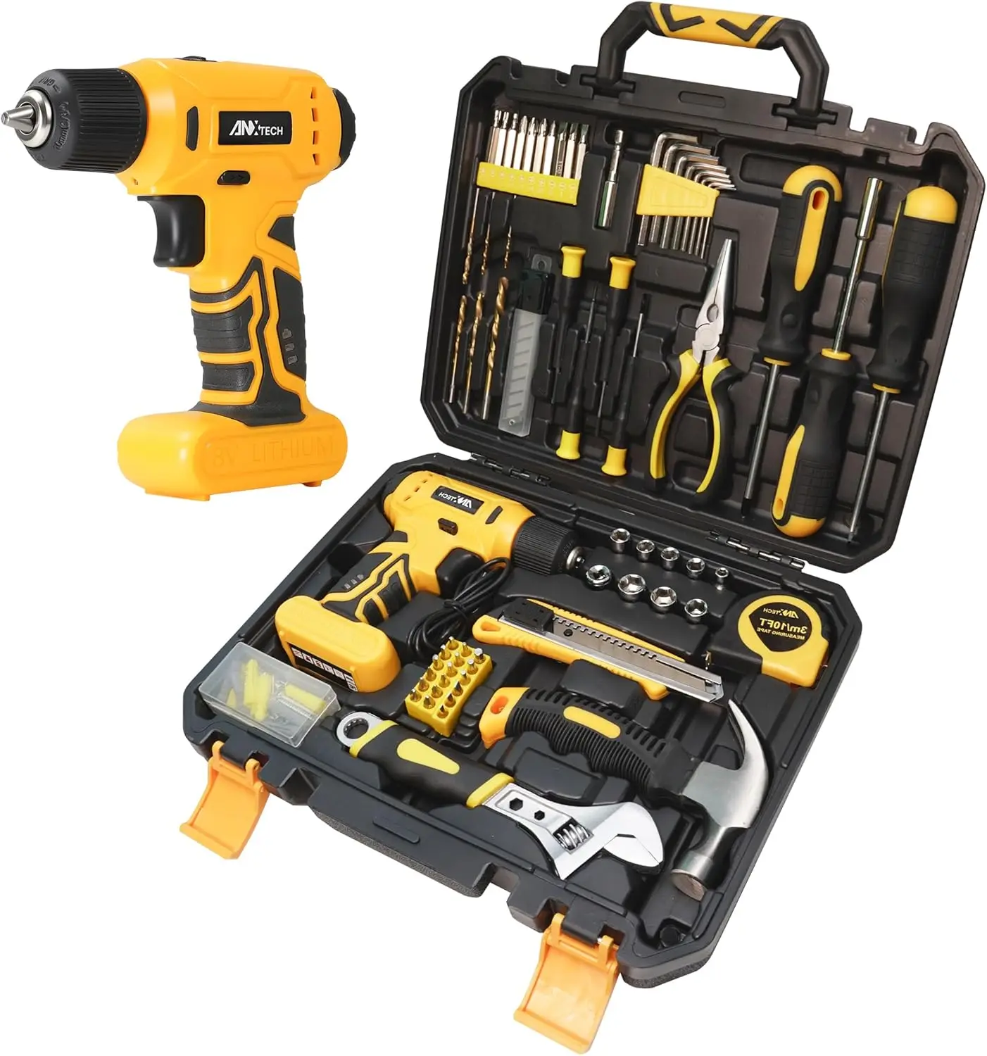 

8V Cordless Drill Set, 154-Piece Tool Kit for Home, Car, Garage – Portable Storage Case