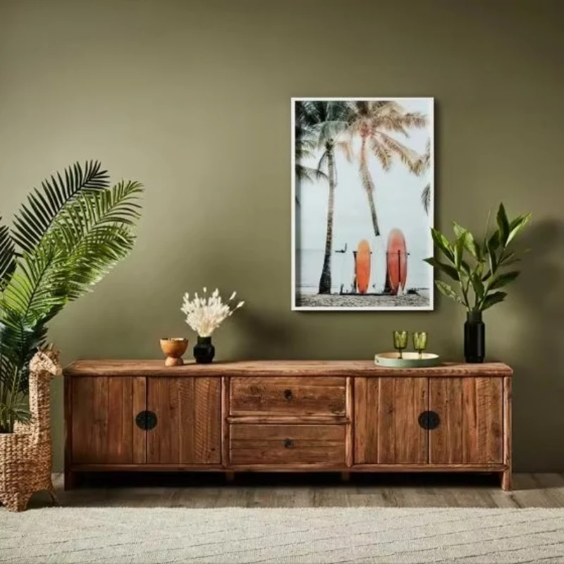 

Country style Chinese recycling living room solid wood TV cabinet
