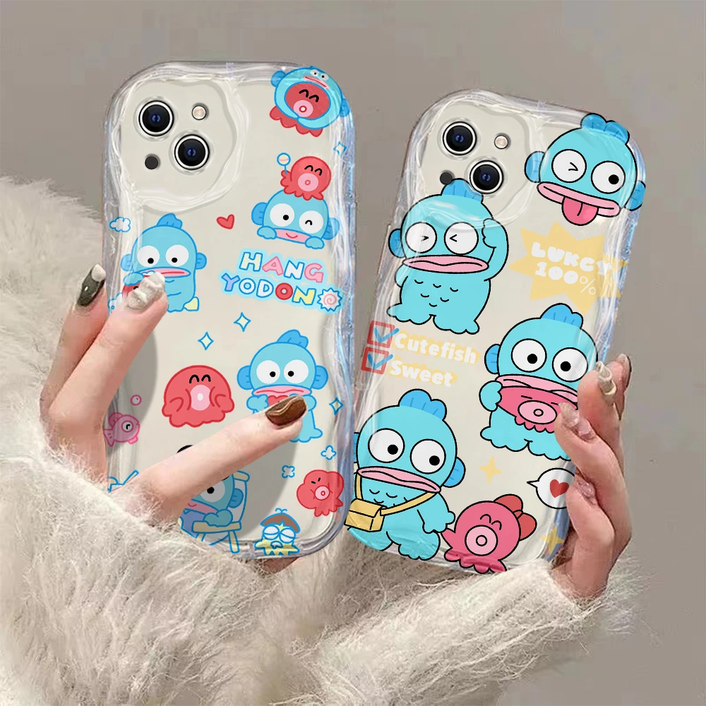 Sanrio Hangyodon 3D Wave Case for IPhone 15 14 13 12 11 Pro Max Mini X XR XSMAX 8 7 6S Plus Soft Silicone Cover