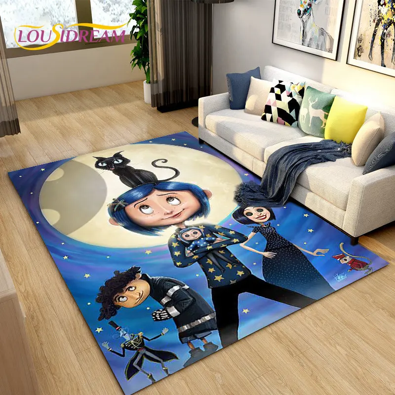 3D Cartoon Coraline Area Rug,Carpet Rug for Living Room Children\'s Bedroom Sofa Yoga,Kids Play Game Crawling Non-slip Floor Mat