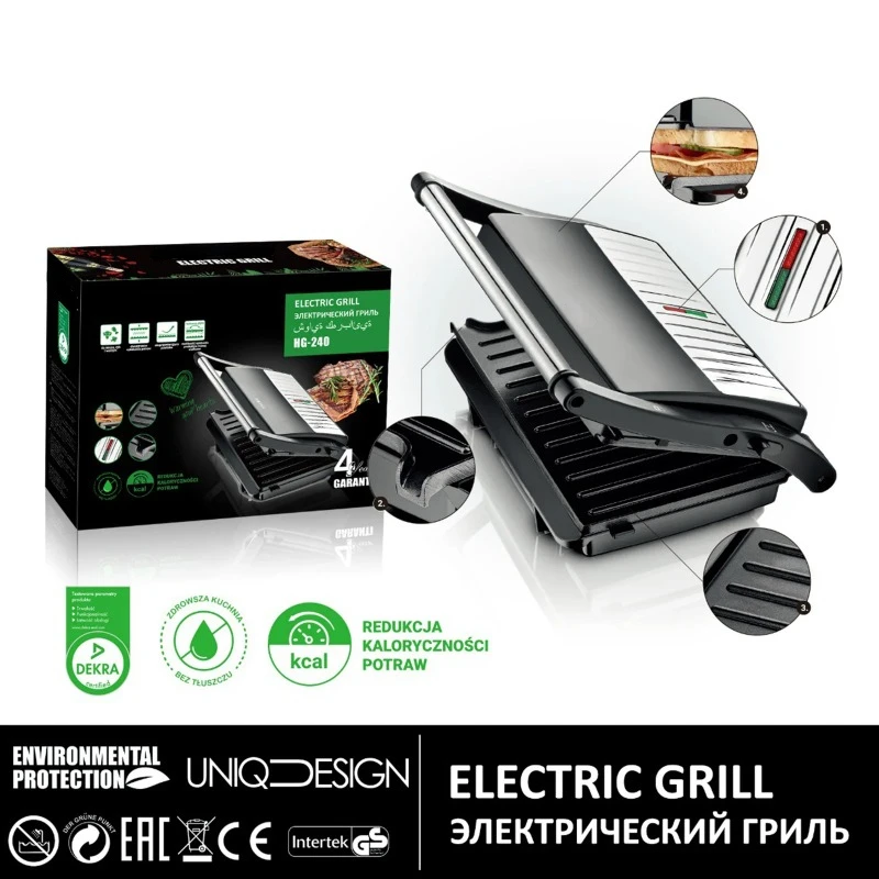 Electric Grill Steak Meat Hamburger Sandwich Maker Breakfast Machine Frying Pan Barbecue Plate EU Plug