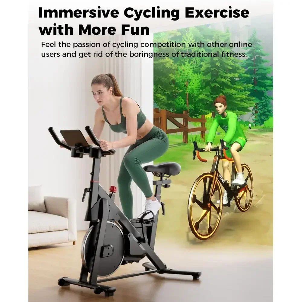 Quiet 32-Level Magnetic Resistance Exercise Bike for Home Gym with 300 lbs Capacity, LCD Monitor, and Cup Holder