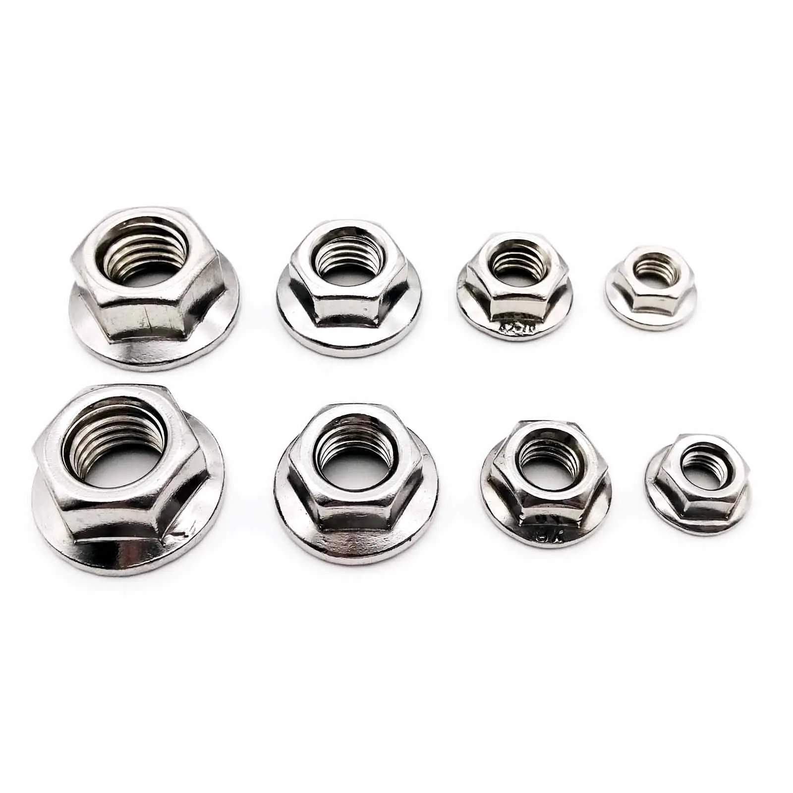 HZYUEGOU M3 M4 M5 M6 M8 M10 M12 Edelstahl Metrisches Gewinde Sechskant-Sperrmutter mit Zahnung und Flansch DIN6923 – Detail 3