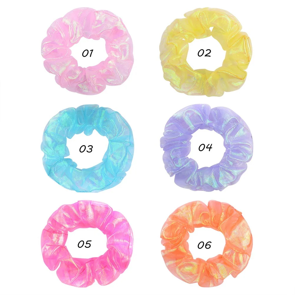 

6PCS Hair Scrunchies Elastic Ties Stretchy Ropes Ponytail Holders Fashion Accessories for Daily Use Thin Thick Hair