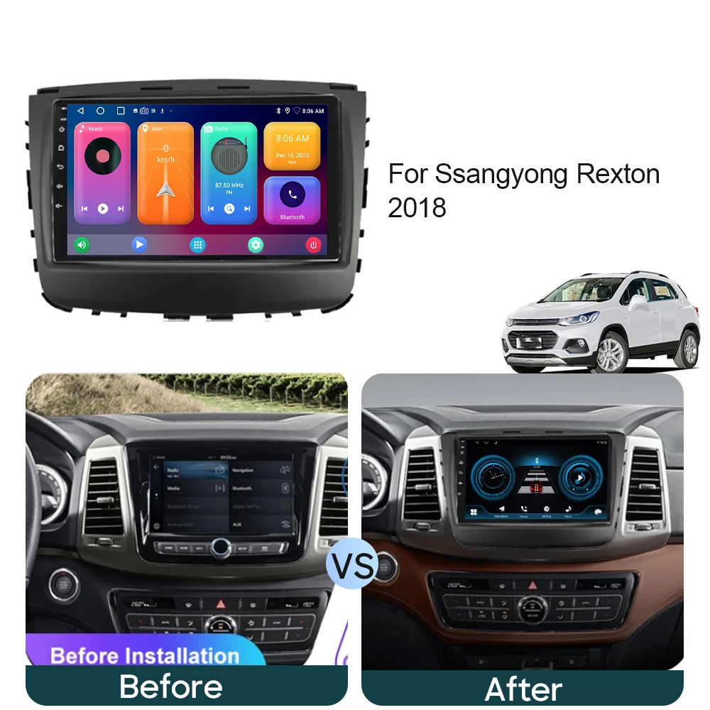 For Ssangyong Rexton  2018 Car Radio Head Unit Multimedia Video Player Stereo Navigation GPS Android Auto Carplay BT No 2din DVD