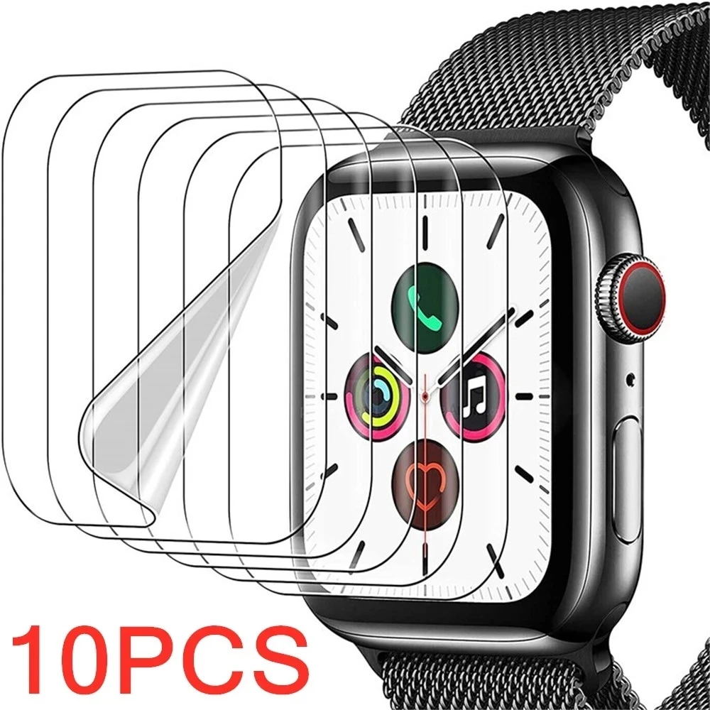 10PCS Screen Protector Clear Protective Film For Apple Watch 9 8 7 6 SE 5 4 45MM 41MM 40MM 44MM Not Glass iWatch 3 2 Ultra 49mm