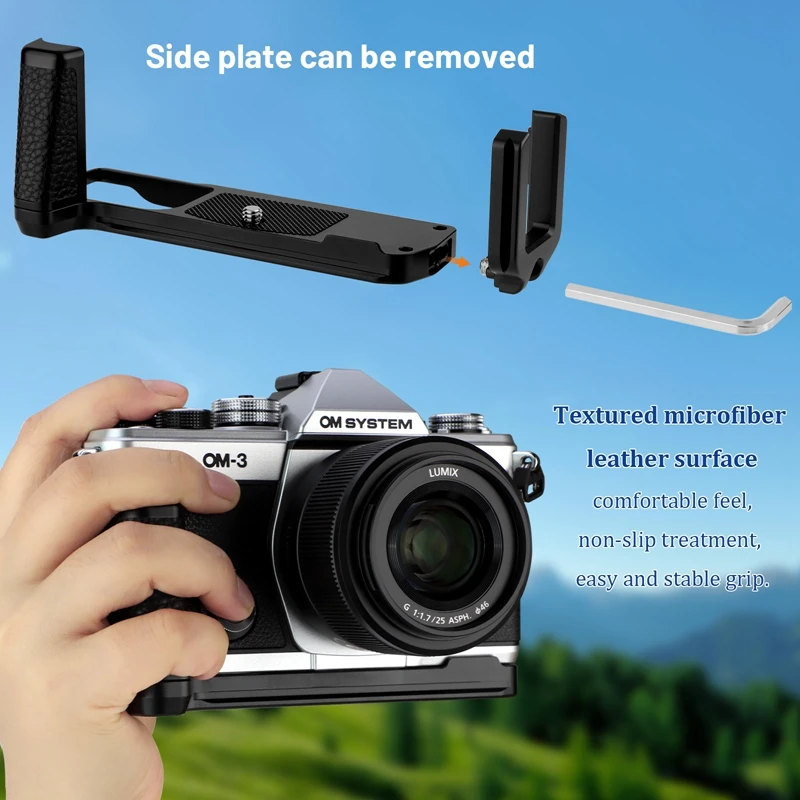 Haoge HG-OM3 حامل كاميرات مراقبة عالي الجودة قبضة اليد ل OM نظام OM-3 كاميرا صالح Arca Swiss Kirk RRS Benro لوحة الإفراج السريع