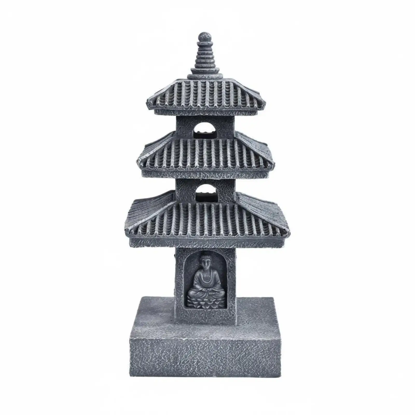 Solar-powered resin lamp in the shape of a Buddha pagoda, ideal for lighting