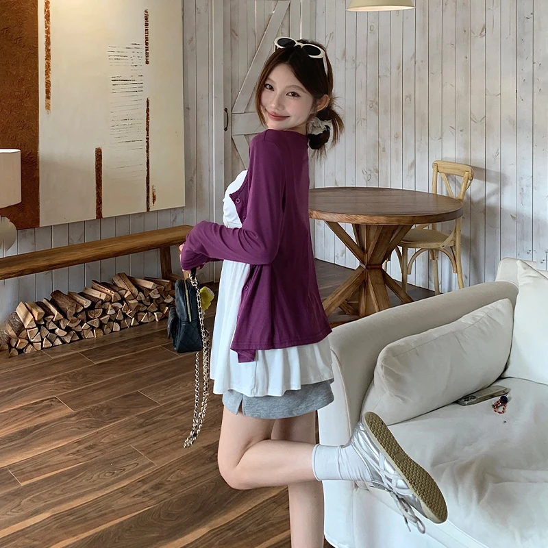 Camisola de vacaciones dulce de una línea sólida con cordones delanteros con diseño de Pure Desire para mujer