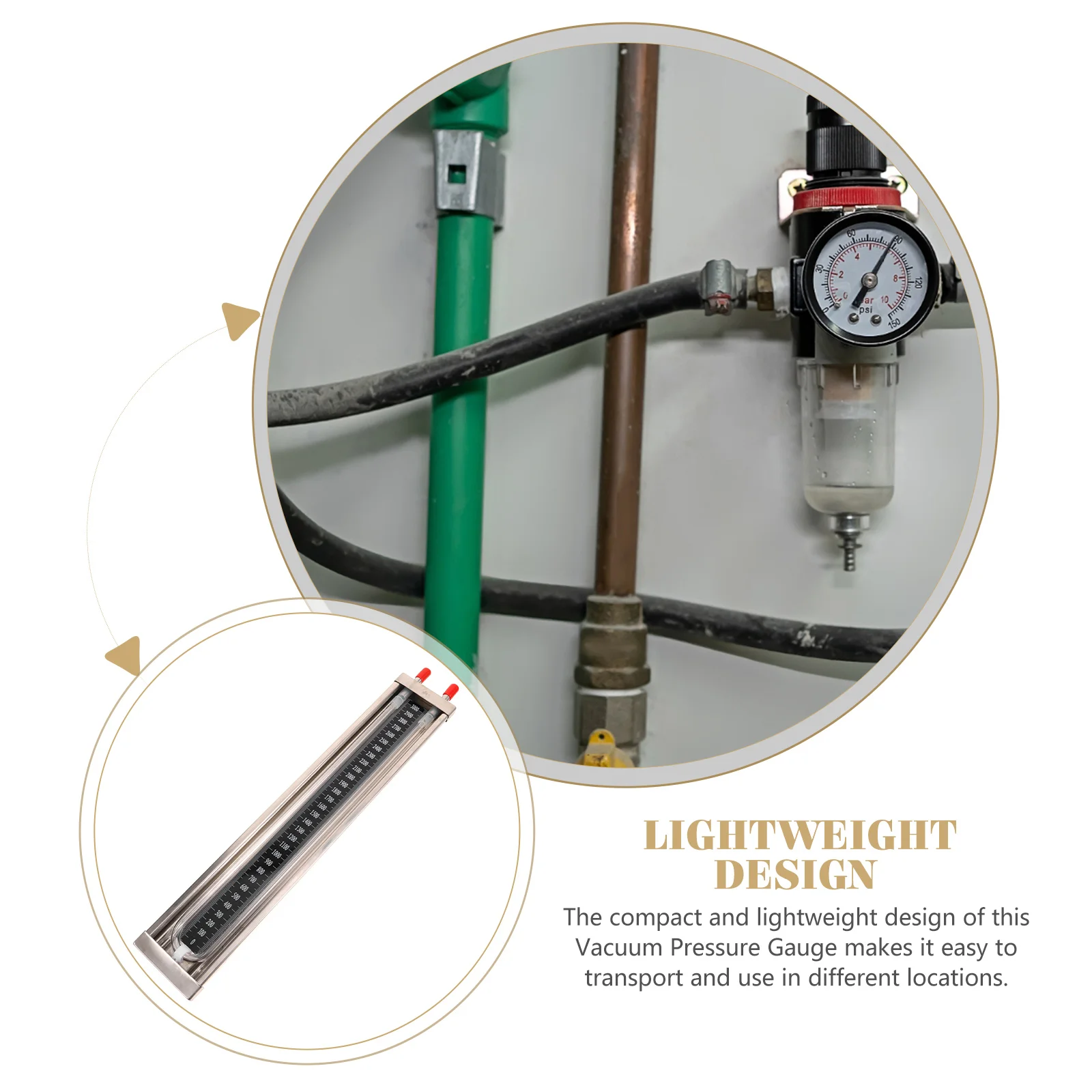 Pressure Gauge Kit Tube Sensor Differential Meter U-Shaped Manometer for Home Tester High Accuracy Laboratory