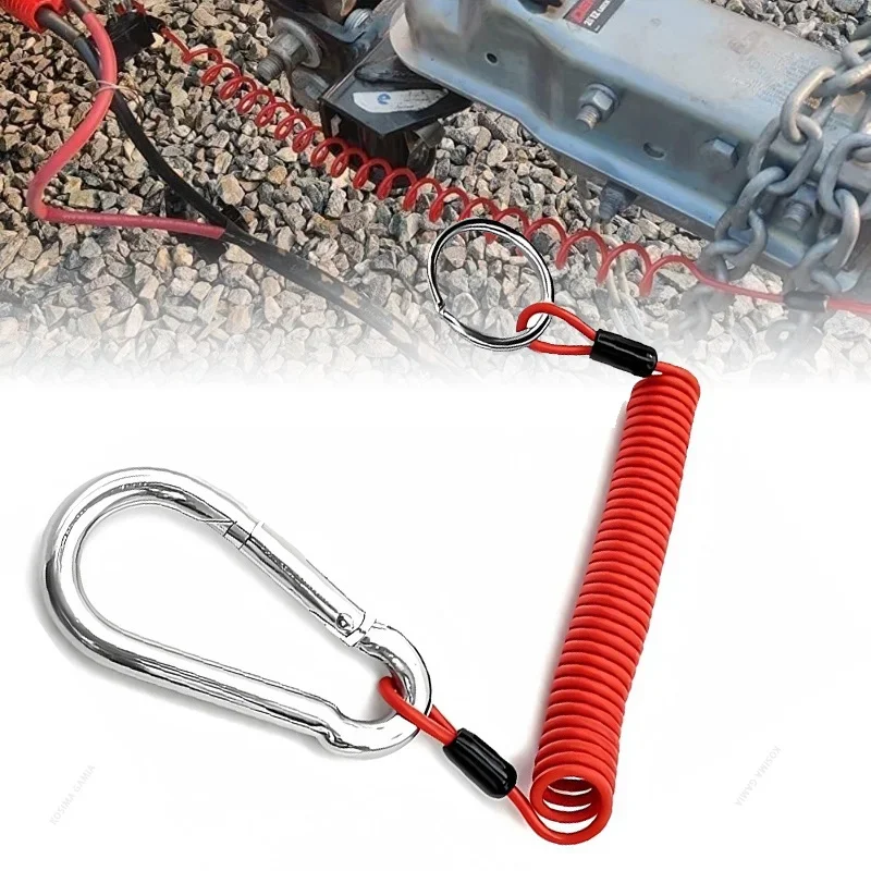 6FT Red Safety Brake Trailer Breakaway Switch Cable 12V DC Coiled Spring Easy Install for Trailer Boat RV Towing Accessories