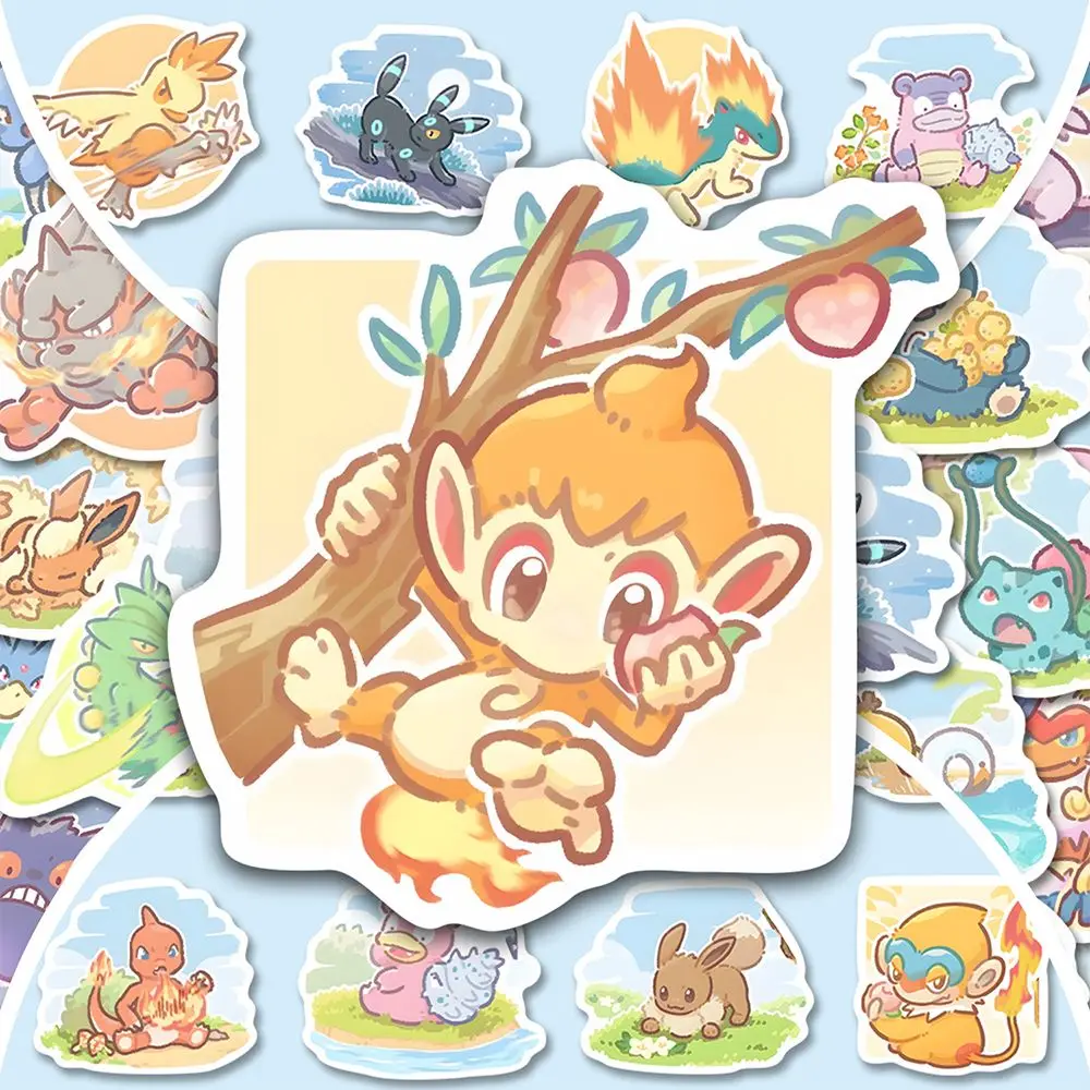63 Stück niedliche Anime-Pokemon-Pikachu-Aufkleber, ästhetische Kawaii-Cartoon-Kinder-Aufkleber, Spielzeug, Telefon, Notizbuch, Laptop, Graffiti-Aufkleber – Detail 4