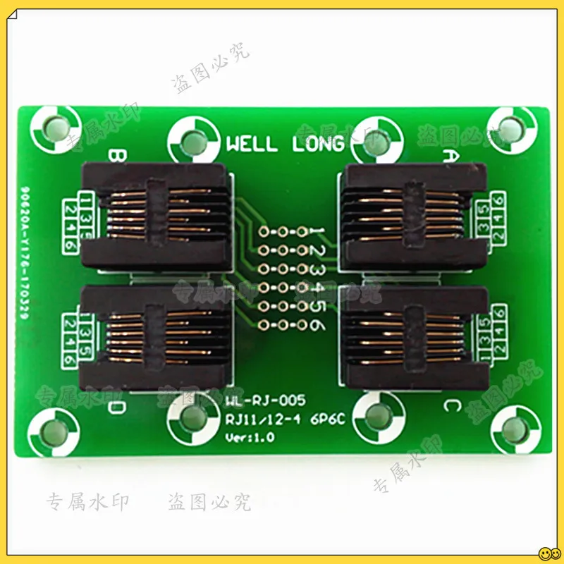 

2PCS/Lot RJ11/RJ12 6P6C Right Angle Jack 4-Way Buss Breakout Board Terminal Block, Connector.